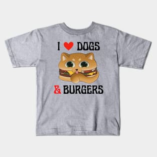 I Love Dogs and Burgers Kids T-Shirt
